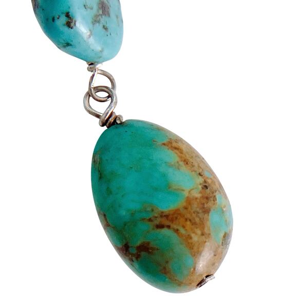 Lightweight Sterling Silver Turquoise-Hued Howlite Stone Long Dangle Earrings - Picture 7 of 11